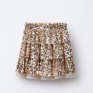 Zara Girls Gold Sequin Skirt